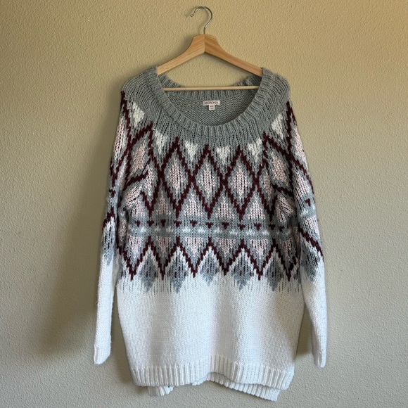 Merona sweater women XXL fair isle alpaca blend long sleeve oversized multicolor - Picture 1 of 9